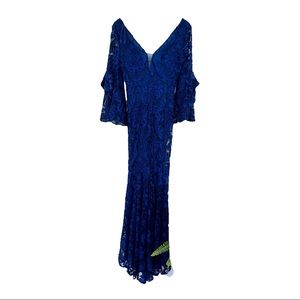 Betsy & Adam Royal Blue Lace Gown